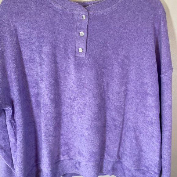 NWT Donni Purple Henley Terry Cloth Sweatshirt - Picture 5 of 7